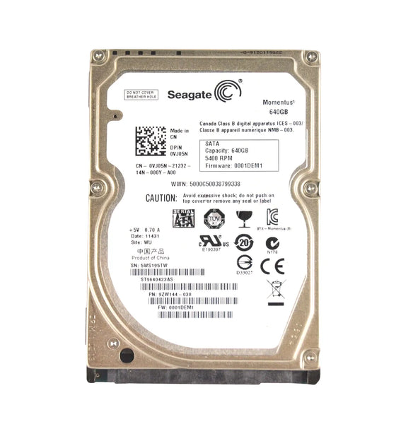 Dell VJ05N 640GB 5400RPM SATA 3Gb/s 16MB Cache 2.5-Inch Hard Drive Dell Part Number: VJ05N