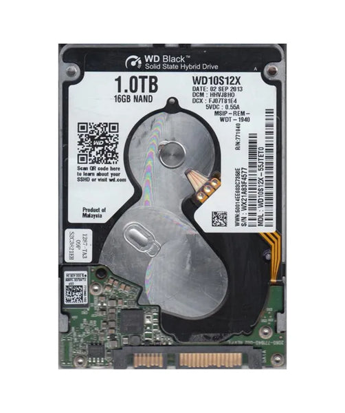 Western Digital WD10S12X-55JTET0 Black 1TB 5400RPM SATA 6Gb/S 16MB Cache 16GB NAND Flash 2.5-Inch Hybrid Hard Drive Western Digital Part Number: WD10S12X-55JTET0