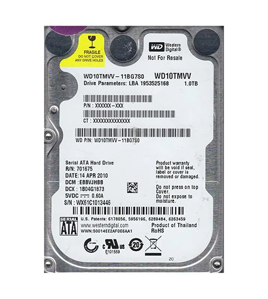 Western Digital WD10TMVV-11BG7S0 1TB 5400RPM SATA USB 2.0 8MB Cache 2.5-Inch Hard Drive Western Digital Part Number: WD10TMVV-11BG7S0