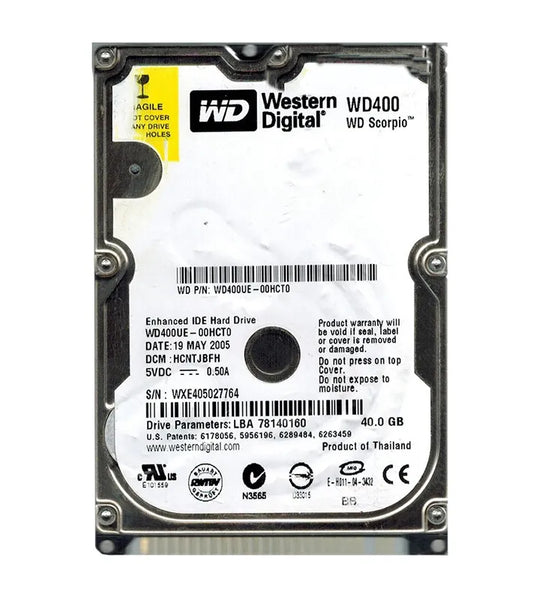 Western Digital WD400UE-00HCT0 Scorpio 40GB 5400RPM EIDE 2MB Cache (512) 2.5-Inch Hard Drive Western Digital Part Number: WD400UE-00HCT0