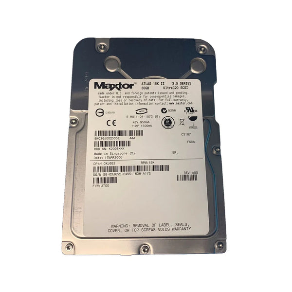 Dell XJ652 36GB 15000RPM Ultra320 SCSI 80-Pin 3.5-Inch Hard Drive Dell Part Number: XJ652