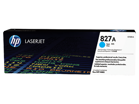 HP 827A Cyan Original LaserJet Toner Cartridge (CF301A) – High-Yield, Vivid Color Performance