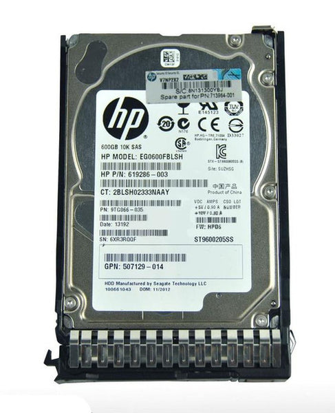 Part No:  EG0600FBLSH - HP 600GB 10000RPM SAS 6GB/s Hot-Pluggable Dual Port 2.5-inch Hard Drive