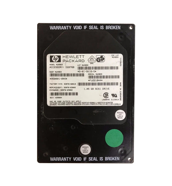 HP D2076B Hard Drive 1.0GB 3.5in Includes Attached Fast SCSI - 2 Controller Board HP Part Number: D2076B - G5 Network GroupServer Hard Drives