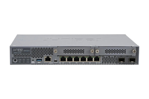 Juniper SRX320 - SYS - JB - P - T SRX320 6xGE PoE+ Ports + 2xSFP + 2xMPIM Slots 4GB RAM, 8G Flash Front To Back Airflow Security Appliance Firewall Juniper Part Number: SRX320 - SYS - JB - P - T - G5 Network GroupNetwork Security & Firewall Devices