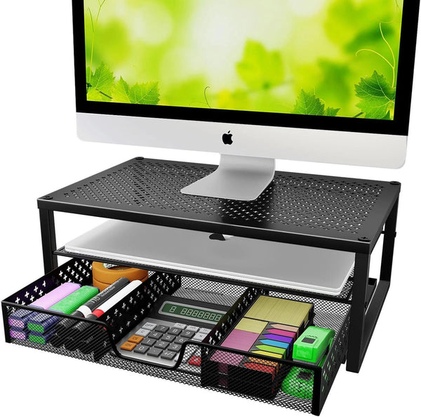 Monitor & Laptop Stands / Monitor Stand Riser Metal Computer Desk Organizer Laptop Computer 2 Tier Black ST57810 - G5 Network GroupMonitor Stand