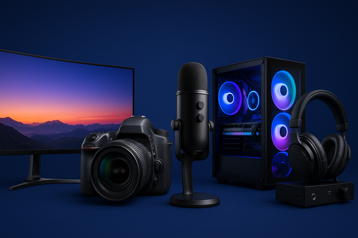 Premium audio and camera equipment banner