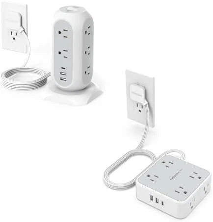 Flat Surge Protector Power Strip with USB Charging 83P1_BRB_CA_D5QK and 5FT Extension Cord Accessories
