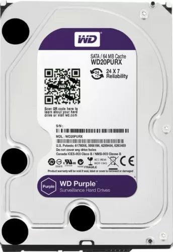 WD Purple 3TB Surveillance HDD | WD33PURZ | 5400 RPM | SATA 6Gb/s | 3.5" Internal Hard Drive