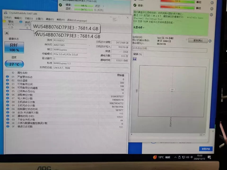 HPE 7.68TB NVMe Gen4 High Performance 90%+ Health Read Intensive SFF SC U.3 SSD