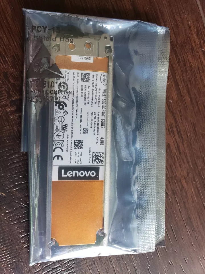 Lenovo Intel SSD DC P4511 4.0TB E1.S PCIe Gen3 Part no: -SSS7A43247- High-Performance Enterprise Storage