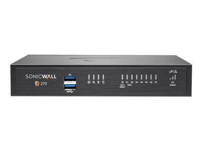 SonicWall 02 - SSC - 2821 TZ Series TZ270 8 X Ports 1GbE + 2 X Ports USB + 1 X Console Port + Secure Upgrade Plus Essential Edition Rack - Mountable Gigabit Ethernet Network Security Firewall Appliance SonicWall Part Number: 02 - SSC - 2821 - G5 Network GroupNetwork Security & Firewall Devices